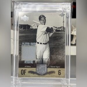 SUPER RARE AL KALINE JERSEY FUSION CARD WITH GAME WORN SWATCH